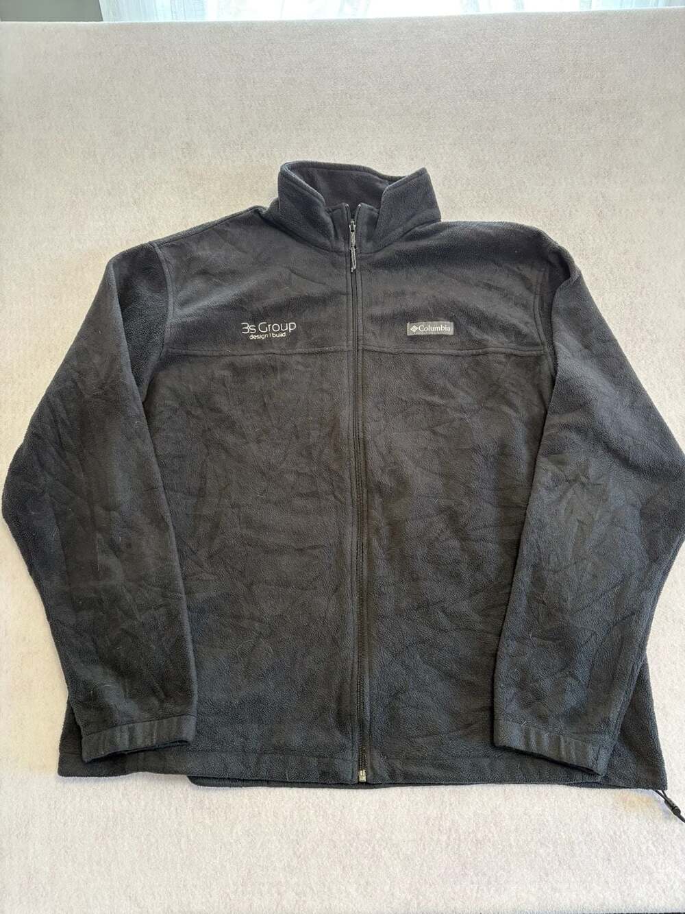 Columbia Full Zip Fleece Jacket Size XXL Black 3s Group Embroidered